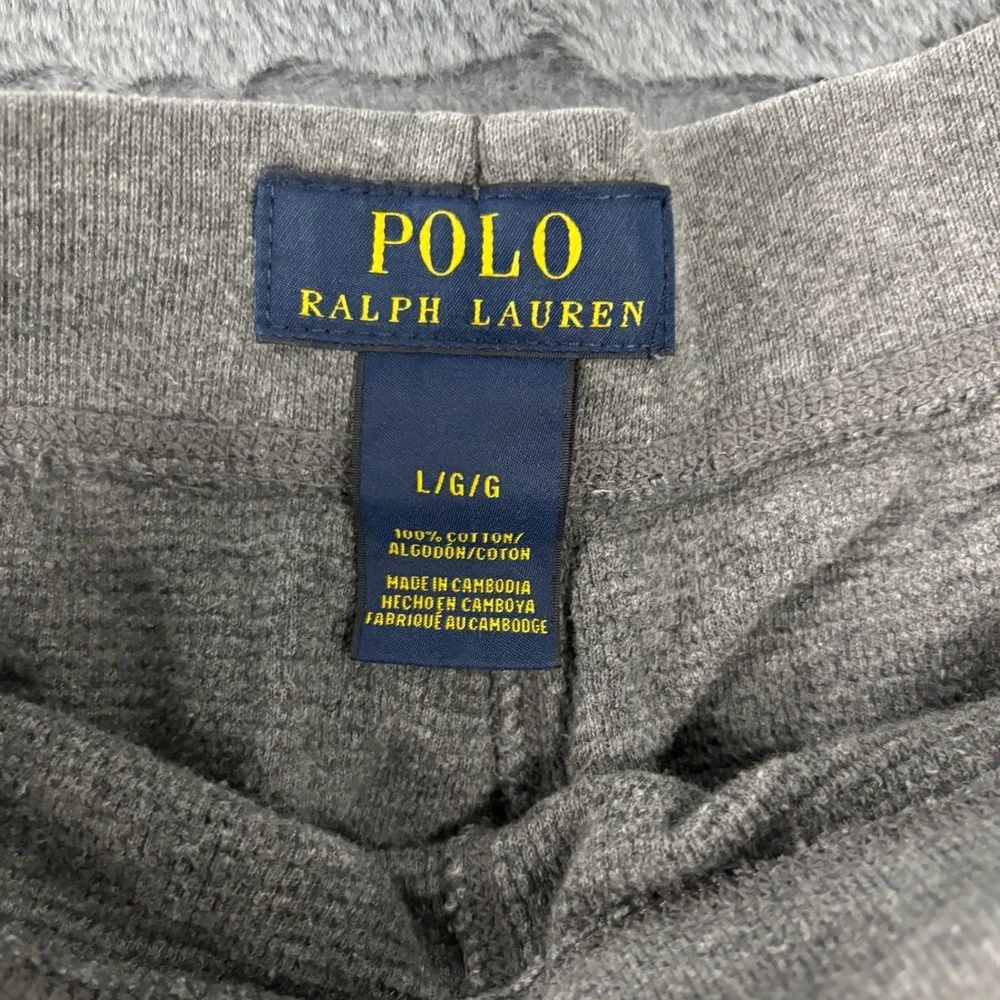 Polo Ralph Lauren Mens Heather Grey Waffle Knit Jogger Pants Large 100% Cotton